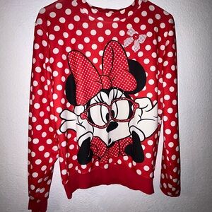 Disney Women's Red Minnie Mouse Polka Dot Sweater